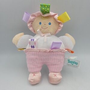 Taggies Pink Baby Doll Plush Thermal Waffle Satin Mary Meyer 8" Stuffed Lovey